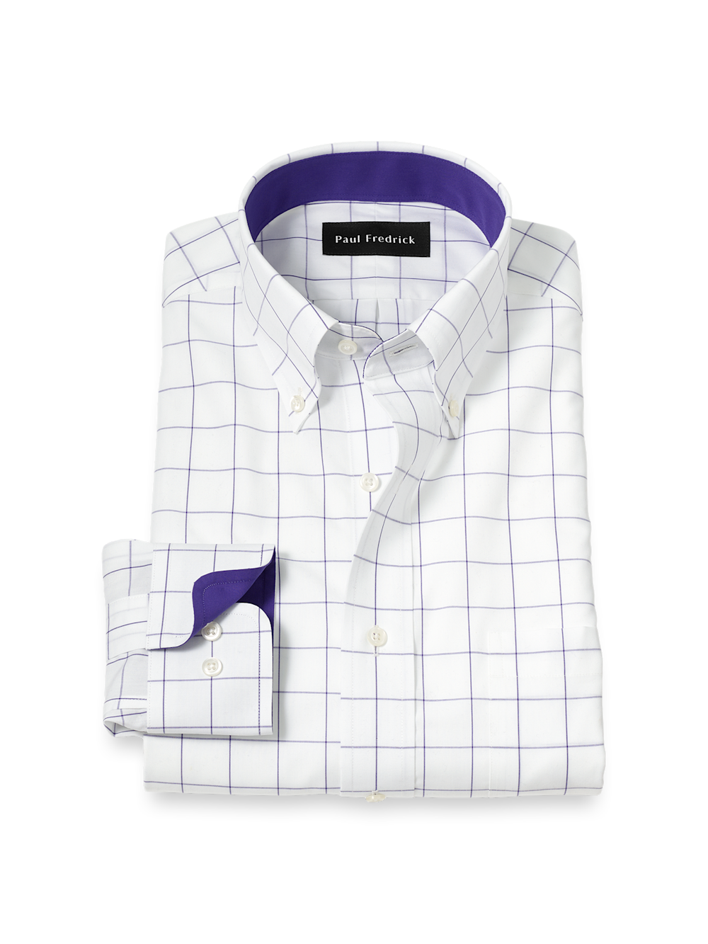 Men's Purple Check Shirts Contrast Fabric Inside Neckband And Cuffs