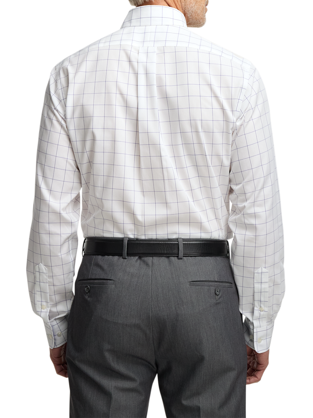 Alternate Shot of Men's Purple Check Shirts Contrast Fabric Inside Neckband And Cuffs - 4