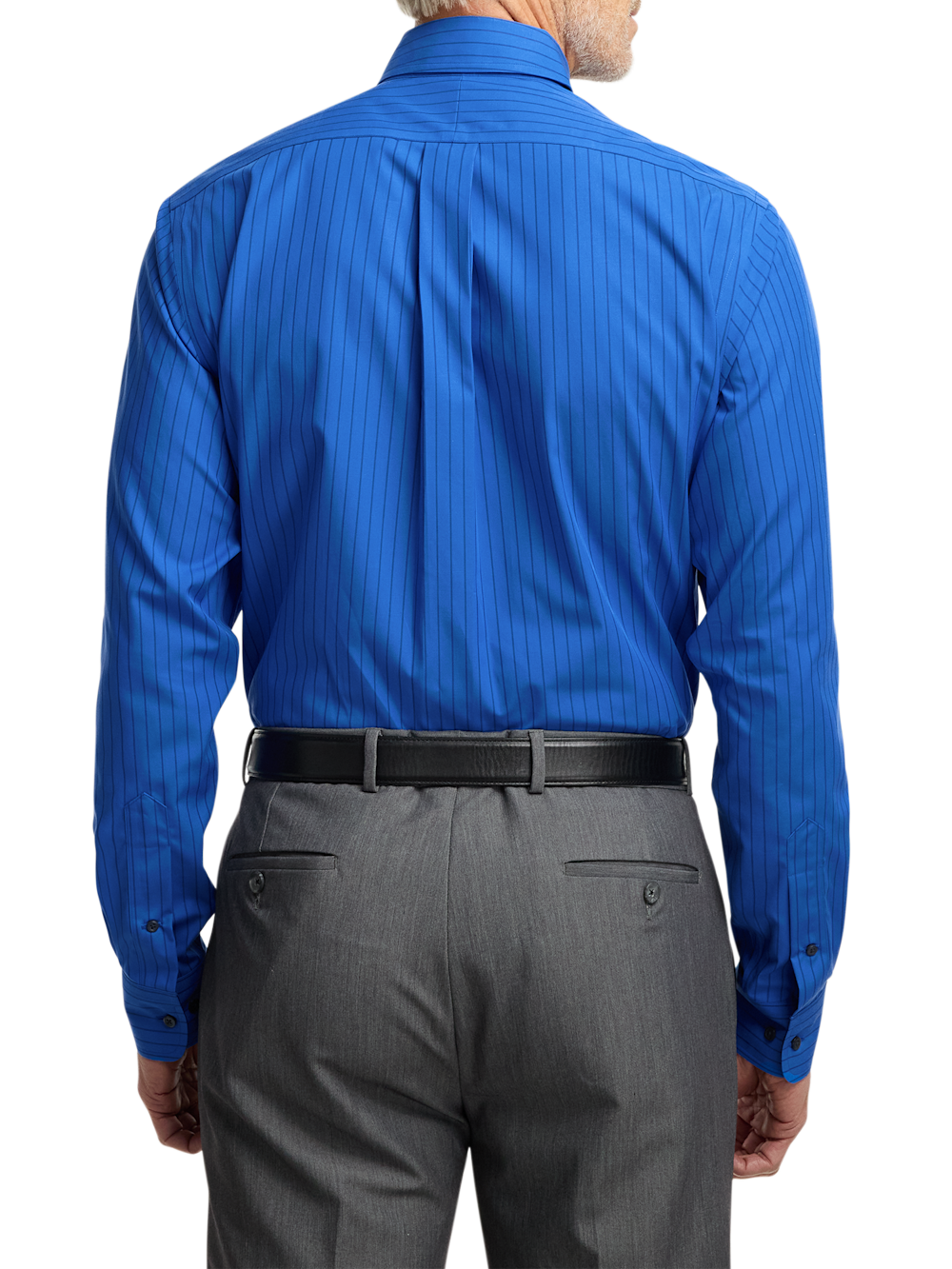 Non-Iron Cotton Stripe Dress Shirt With Contrast Trim - Blue Slim Fit / 16 / 32 Non-Iron Cotton Stripe Dress Shirt With Contrast Trim - Blue Slim Fit / 16 / 32
