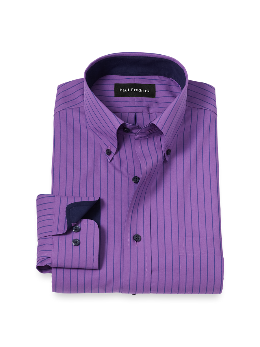 purple striped shirt dress Stripe Shirt with Cascade Sleeves