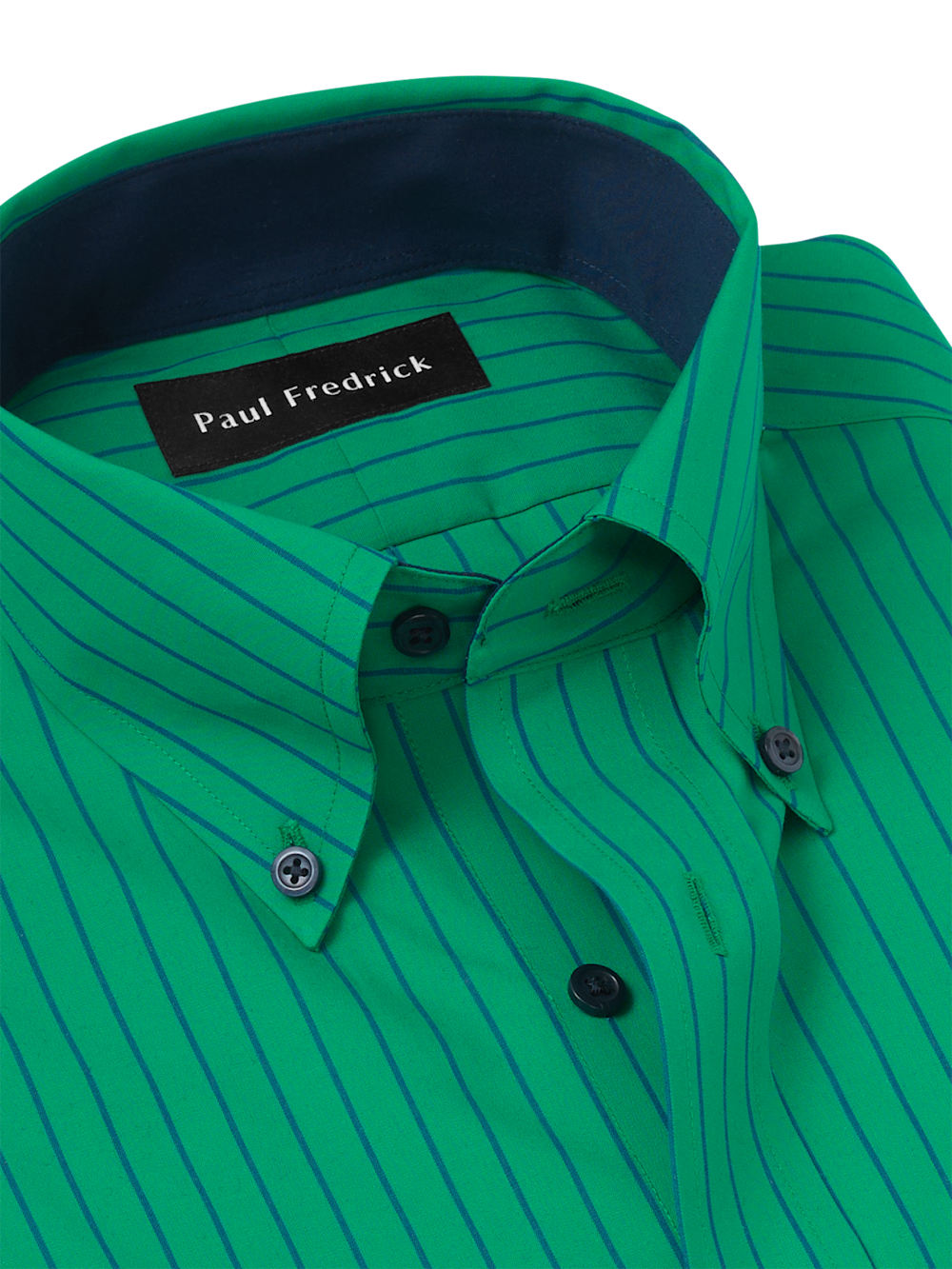 paul fredrick men's classic fit non-iron cotton stripe dress shirt Non-Iron Cotton Stripe Dress Shirt With Contrast Trim
