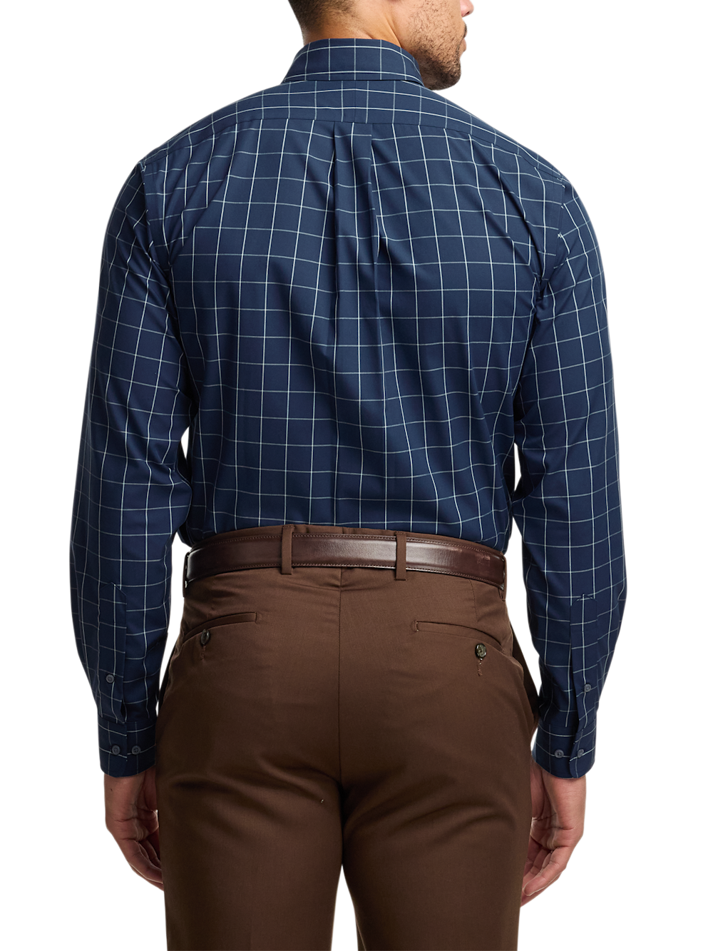 Non-Iron Cotton Windowpane Dress Shirt - Navy – Paul Fredrick Non-Iron Cotton Windowpane Dress Shirt - Navy – Paul Fredrick