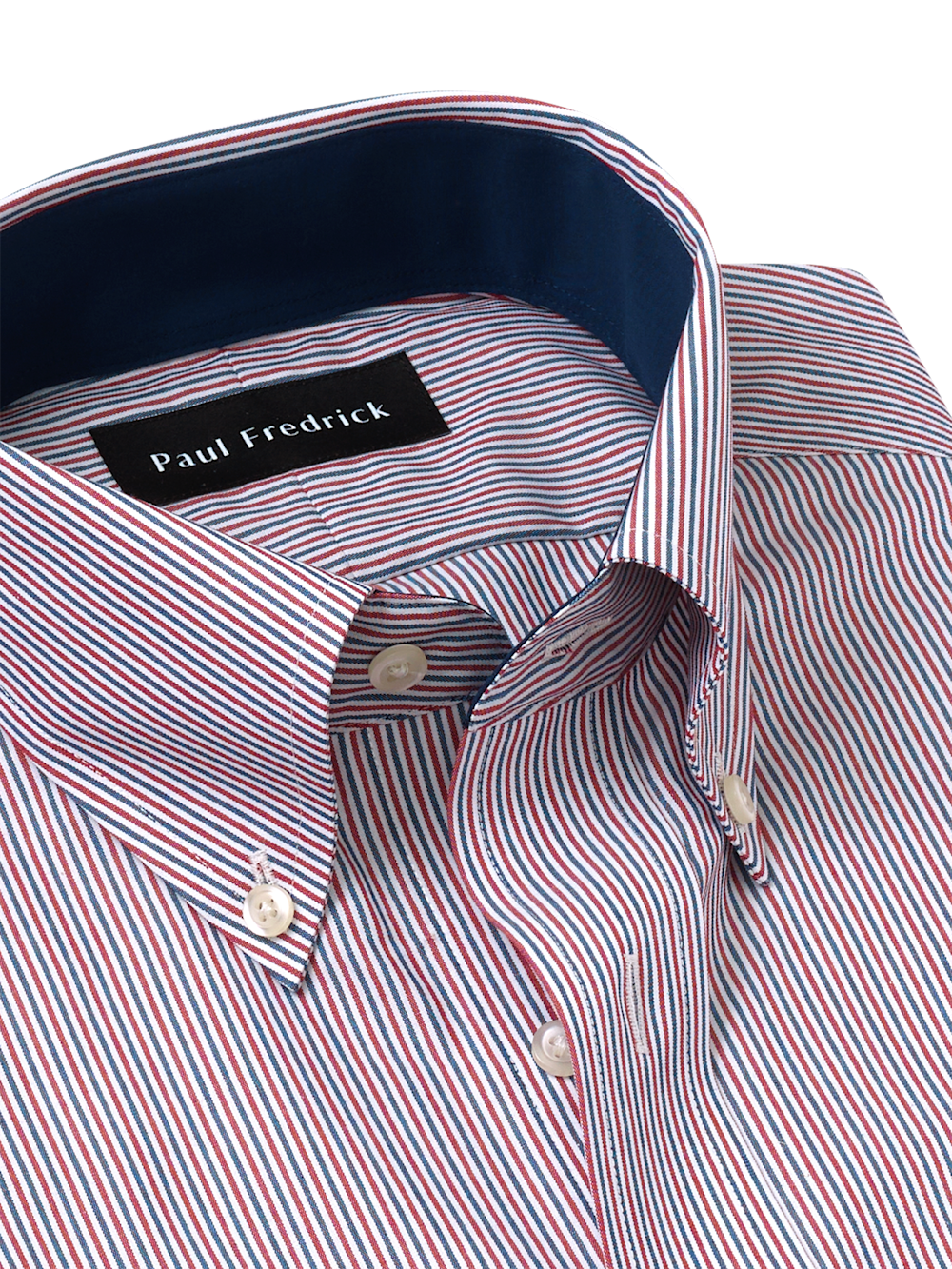 red white and blue mens dress shirt Non-Iron Cotton Gingham Dress Shirt With Contrast Trim