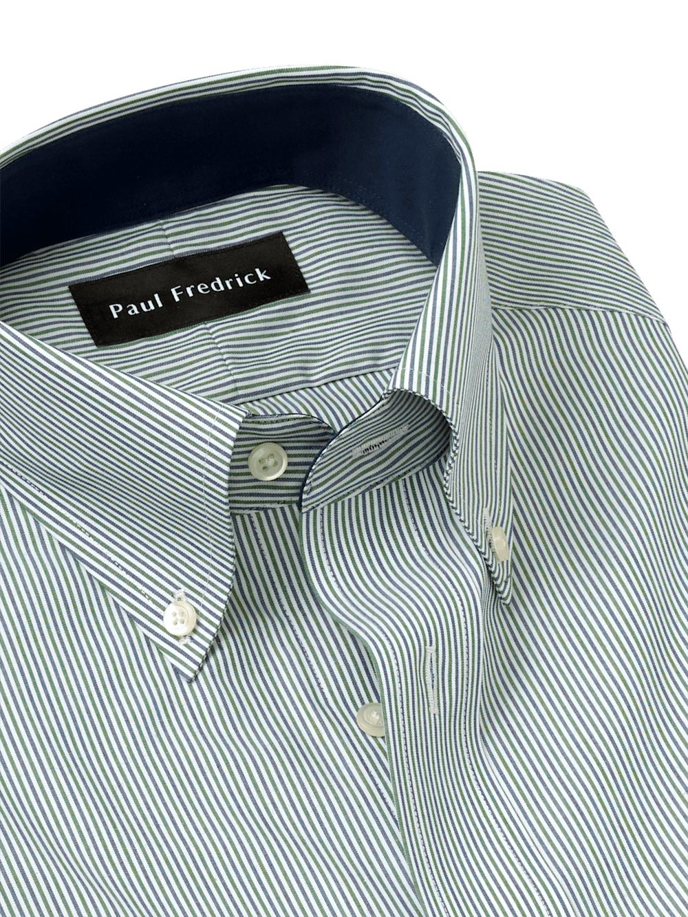 paul fredrick men's classic fit non-iron cotton stripe dress shirt Non-Iron Cotton Stripe Dress Shirt With Contrast Trim - Black