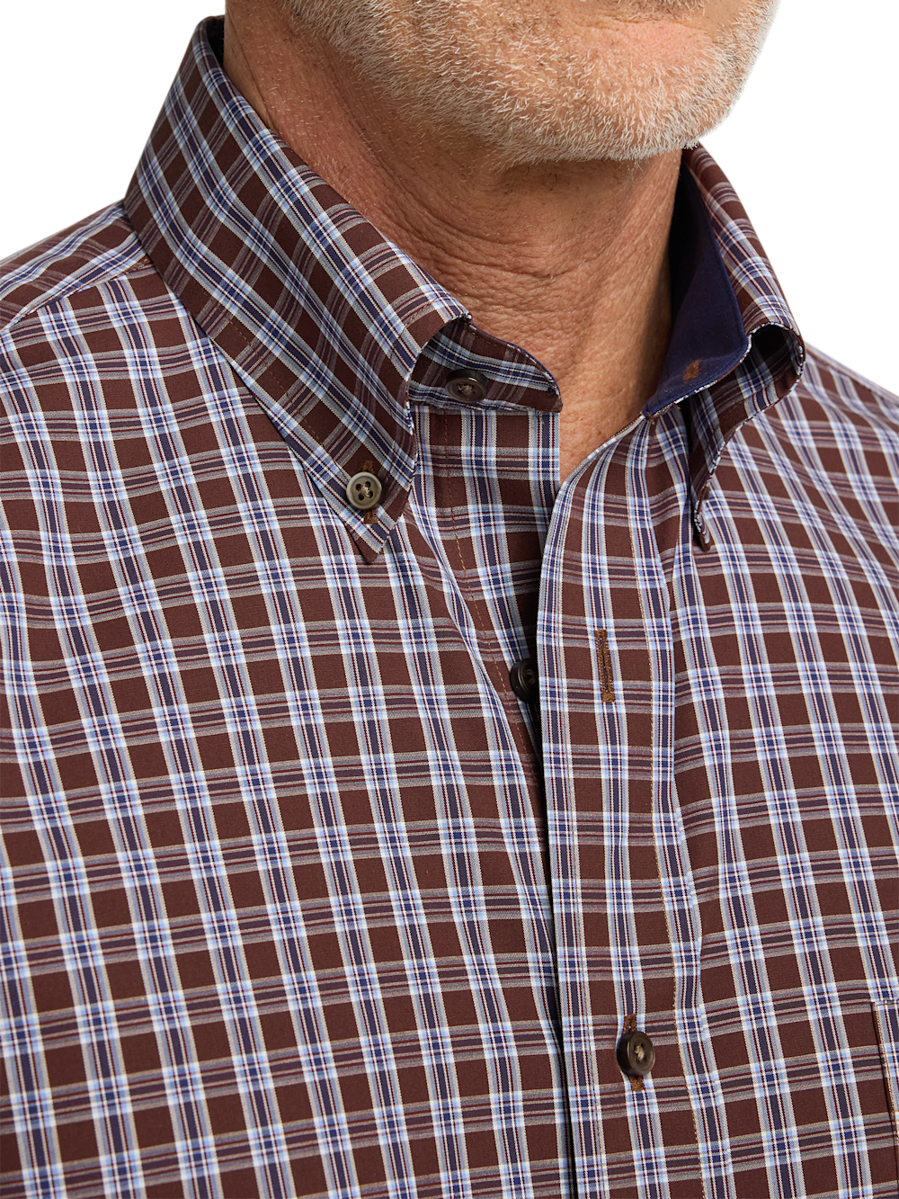 Alternate Image of Non-iron Cotton Plaid Dress Shirt With Contrast Trim-2