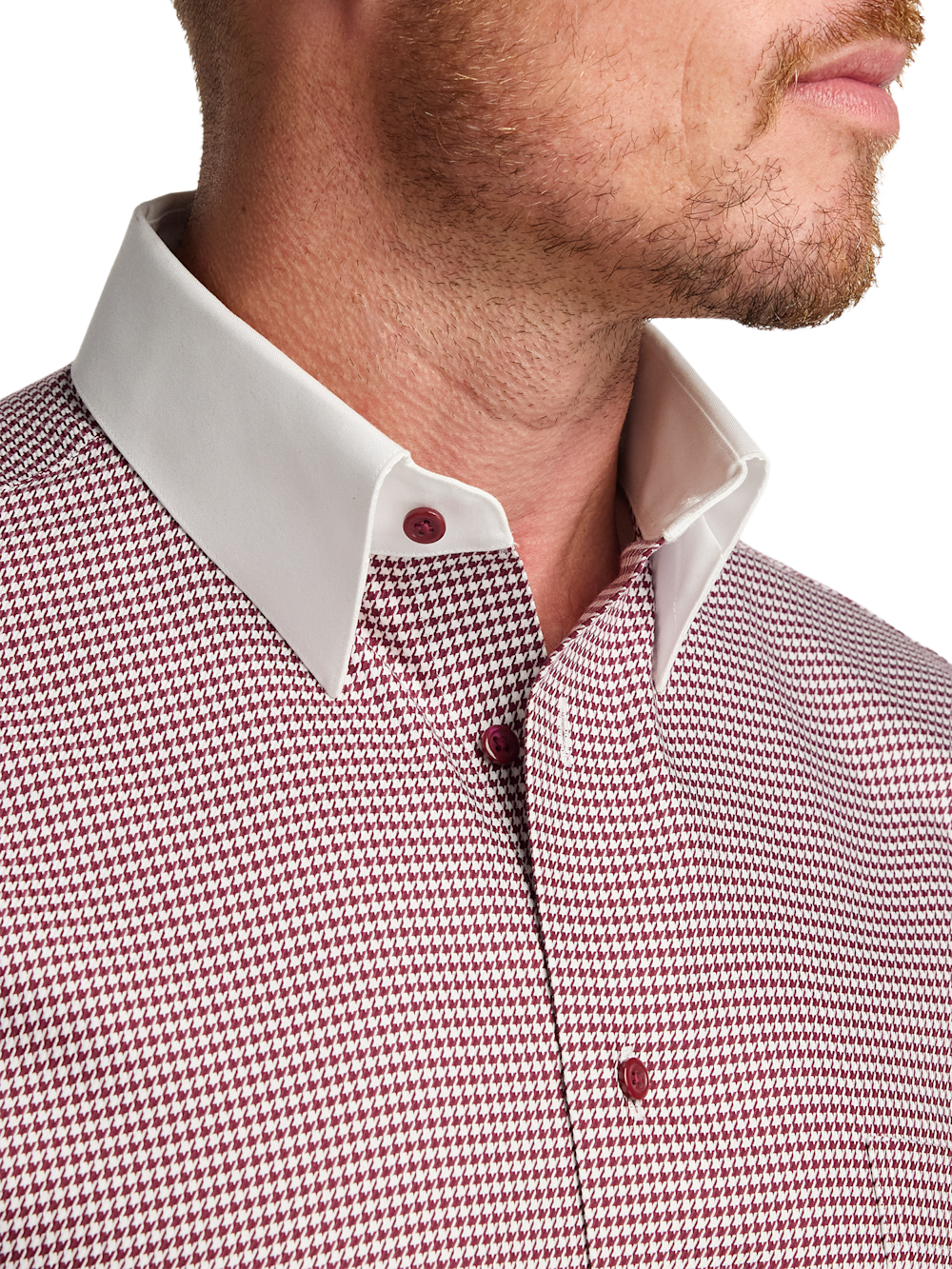 Comfort Stretch Non-Iron Check Dress Shirt - Burgundy Classic Fit / 16.5 / 34 Comfort Stretch Non-Iron Check Dress Shirt - Burgundy Classic Fit / 16.5 / 34