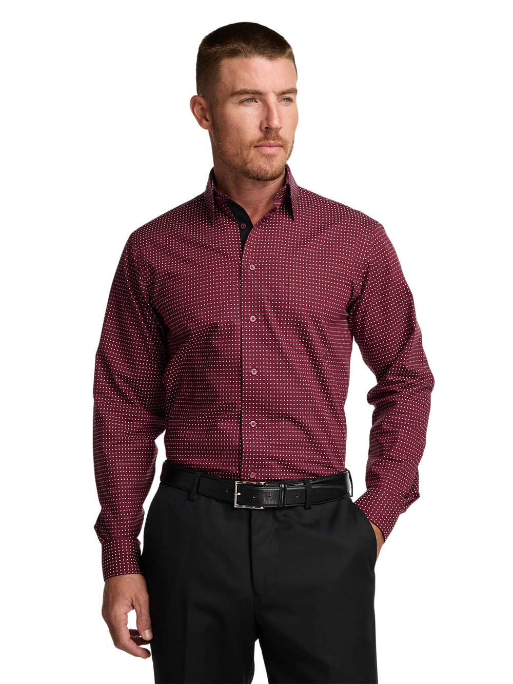 Alternate Image of Comfort Stretch Non-iron Dot Dress Shirt With Contrast Trim-1