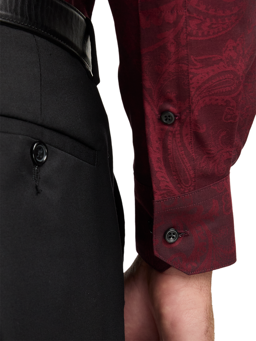 Comfort Stretch Non-Iron Paisley Dress Shirt With Contrast Trim - Burg Paul Fredrick Comfort Stretch Non-Iron Paisley Dress Shirt With Contrast Trim - Burg Paul Fredrick