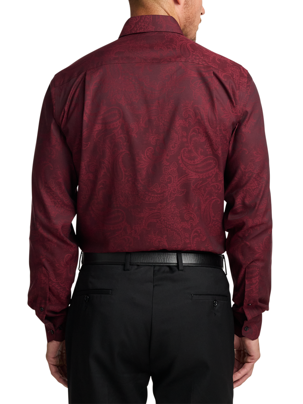 Comfort Stretch Non-Iron Paisley Dress Shirt With Contrast Trim - Burg Paul Fredrick Comfort Stretch Non-Iron Paisley Dress Shirt With Contrast Trim - Burg Paul Fredrick