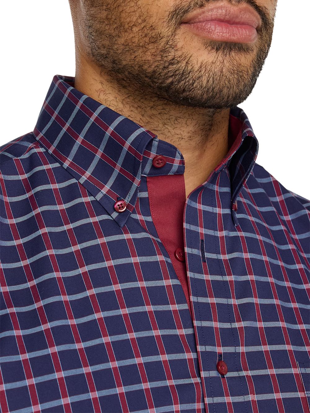 Alternate Image of Comfort Stretch Non-iron Plaid Dress Shirt With Contrast Trim-2