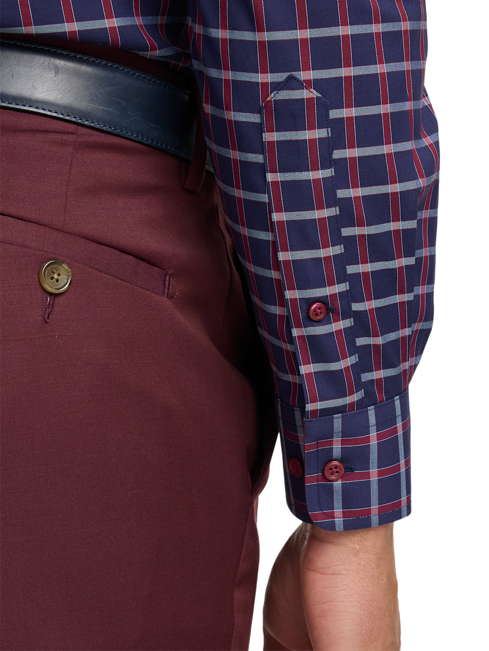 Alternate Image of Comfort Stretch Non-iron Plaid Dress Shirt With Contrast Trim-3