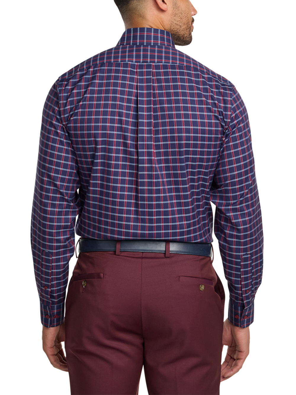 Alternate Image of Comfort Stretch Non-iron Plaid Dress Shirt With Contrast Trim-4