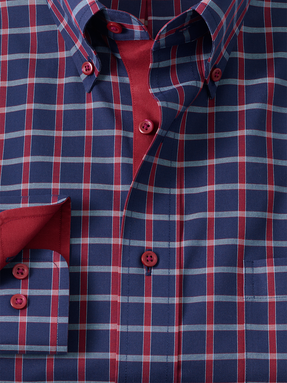 Alternate Image of Comfort Stretch Non-iron Plaid Dress Shirt With Contrast Trim-5