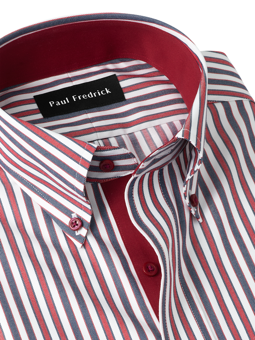 red and black striped dress shirt Hisdern Men's Black Red Dress Shirt with Contrast Collar for Casual L