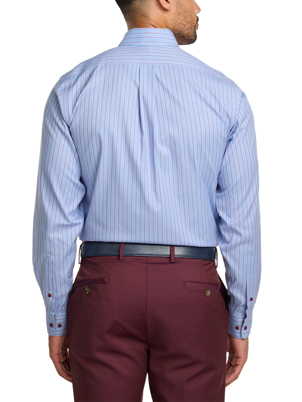 Alternate Image of Comfort Stretch Non-iron Stripe Dress Shirt With Contrast Trim-4