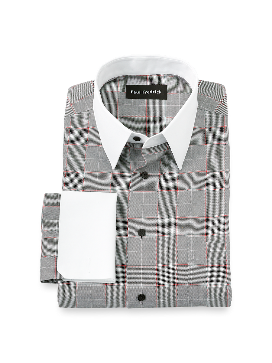 grey plaid dress shirt Customize Devon & Jones Mens Crown Collection Glen Plaid Woven Shirt