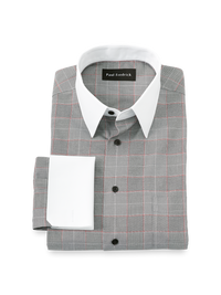 Comfort Stretch Non-Iron Plaid Dress Shirt - Black