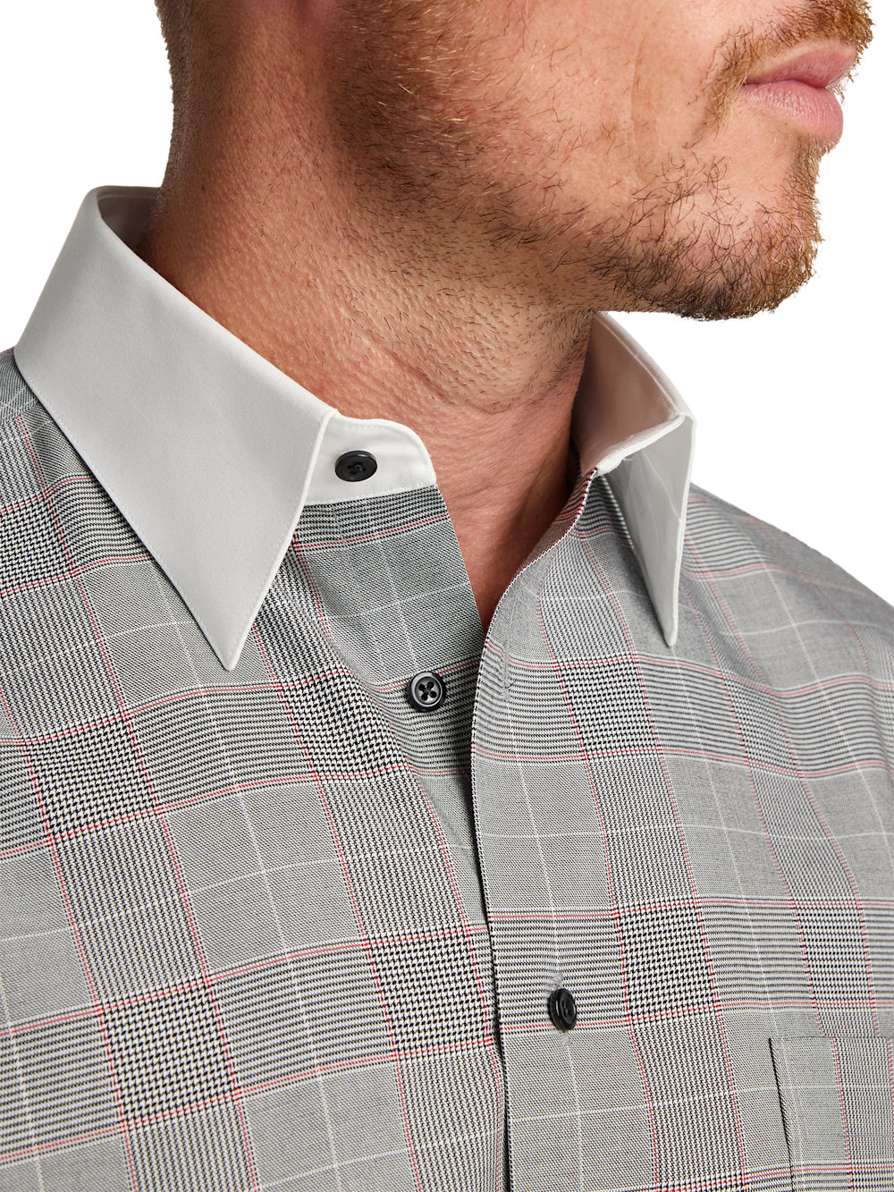 gray plaid dress shirt Traveler Stretch Dress Shirt in Grey Mini Plaid L / Extra Tall / Grey Mini Plaid