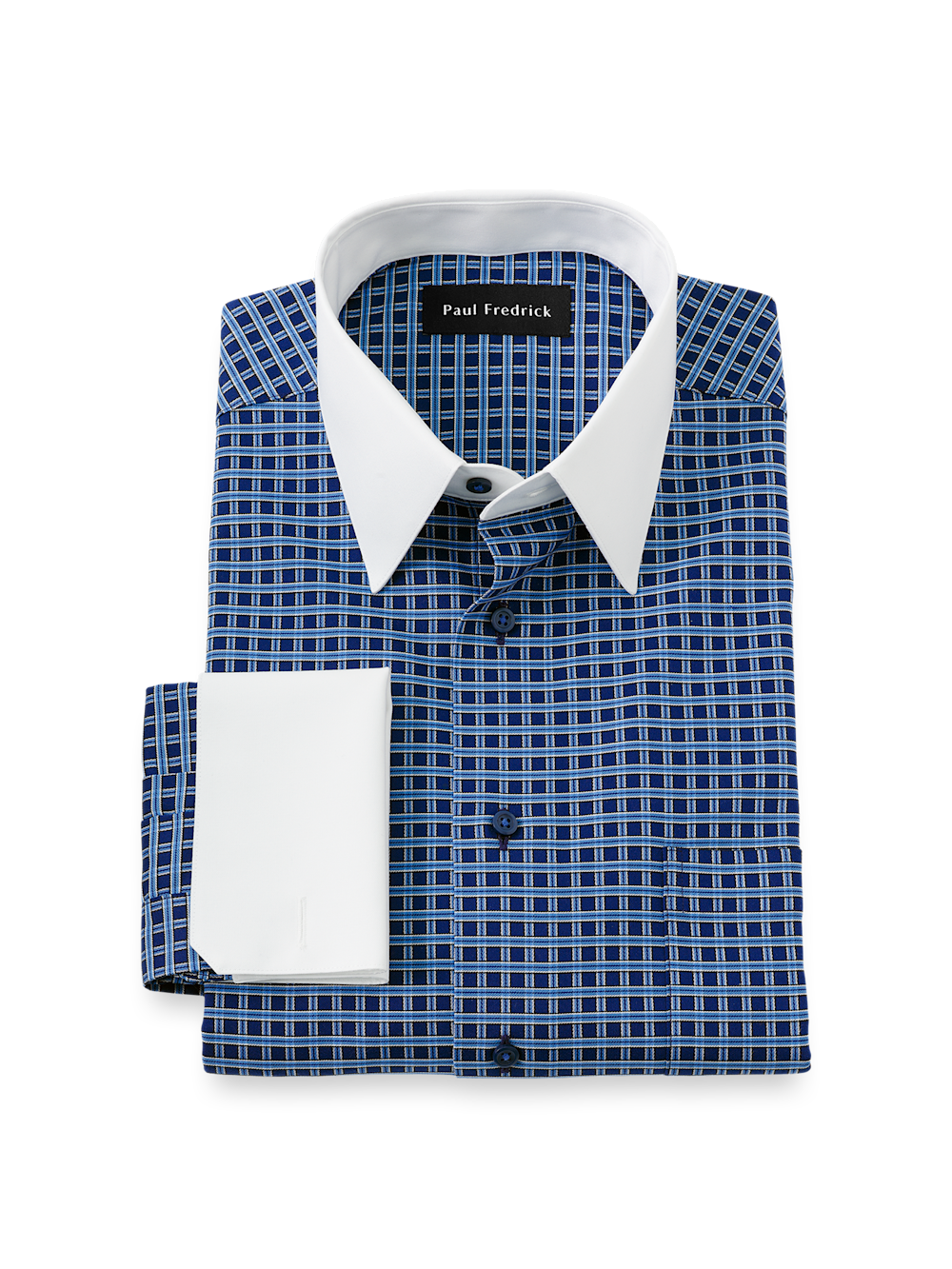 Product Image of Comfort Stretch Non-iron Check Dress Shirt-Navy