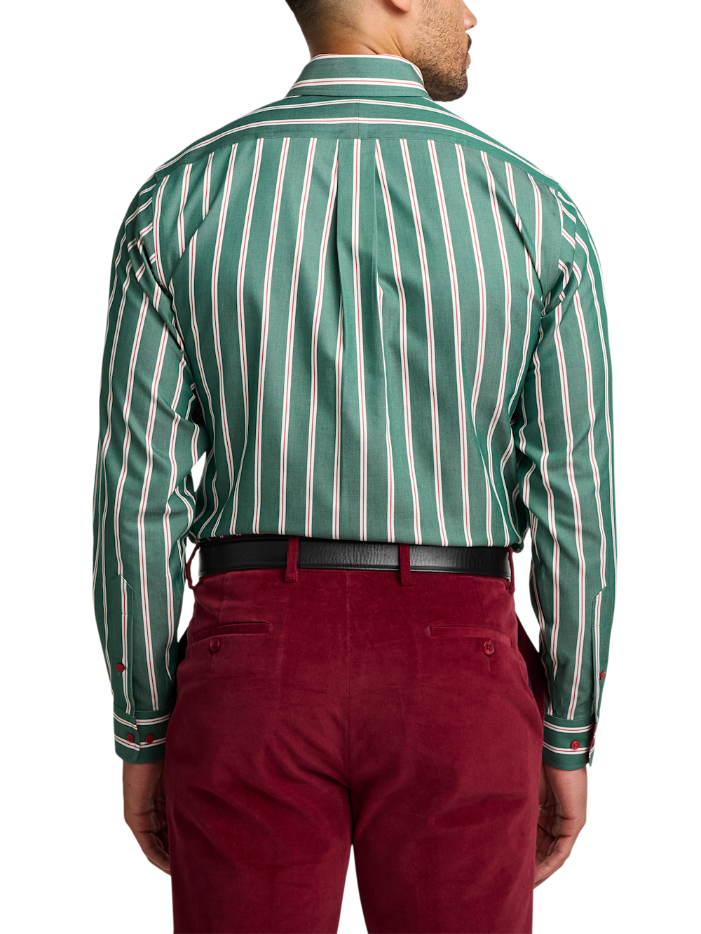 Alternate Image of Comfort Stretch Non-iron Stripe Dress Shirt With Contrast Trim-4