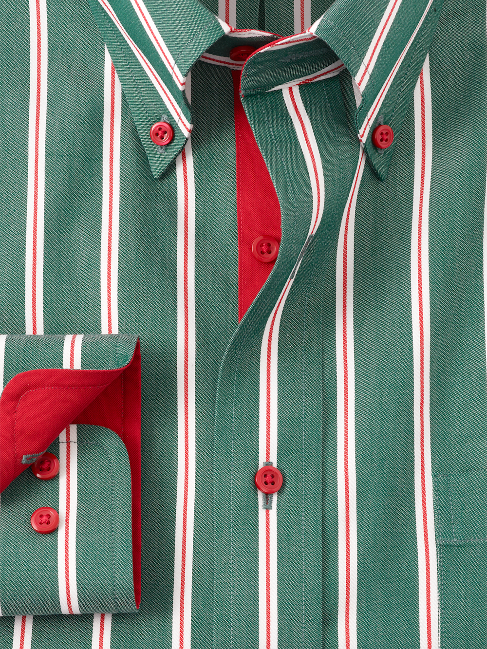 Comfort Stretch Non-Iron Stripe Dress Shirt With Contrast Trim