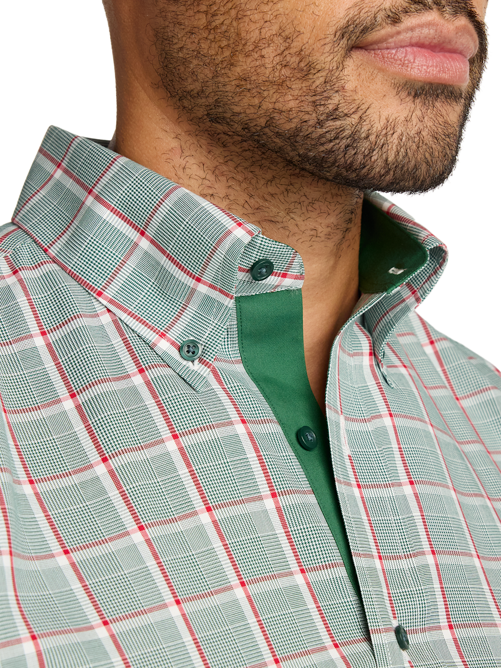 Alternate Image of Comfort Stretch Non-iron Plaid Dress Shirt With Contrast Trim-2