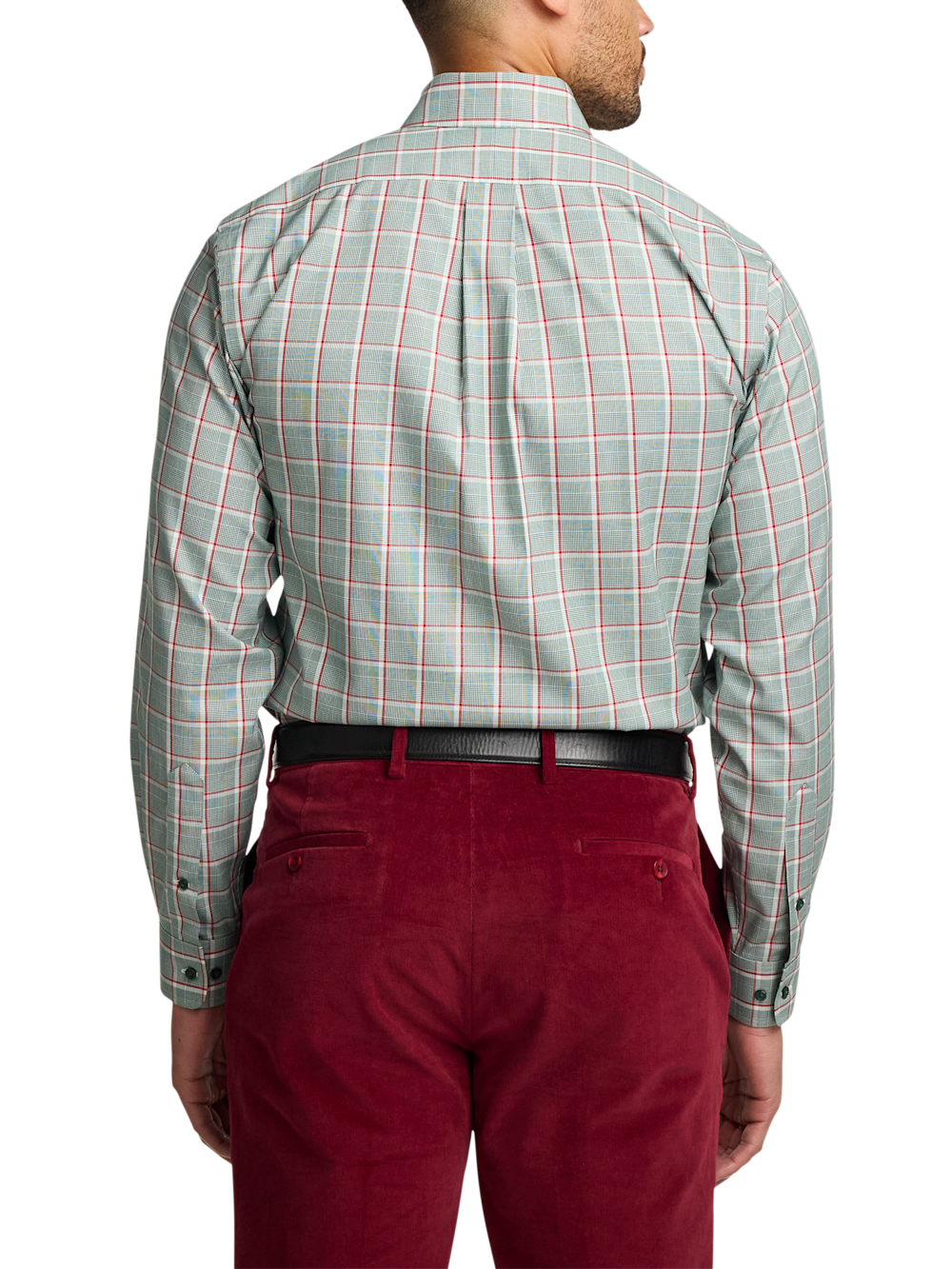 Alternate Image of Comfort Stretch Non-iron Plaid Dress Shirt With Contrast Trim-4