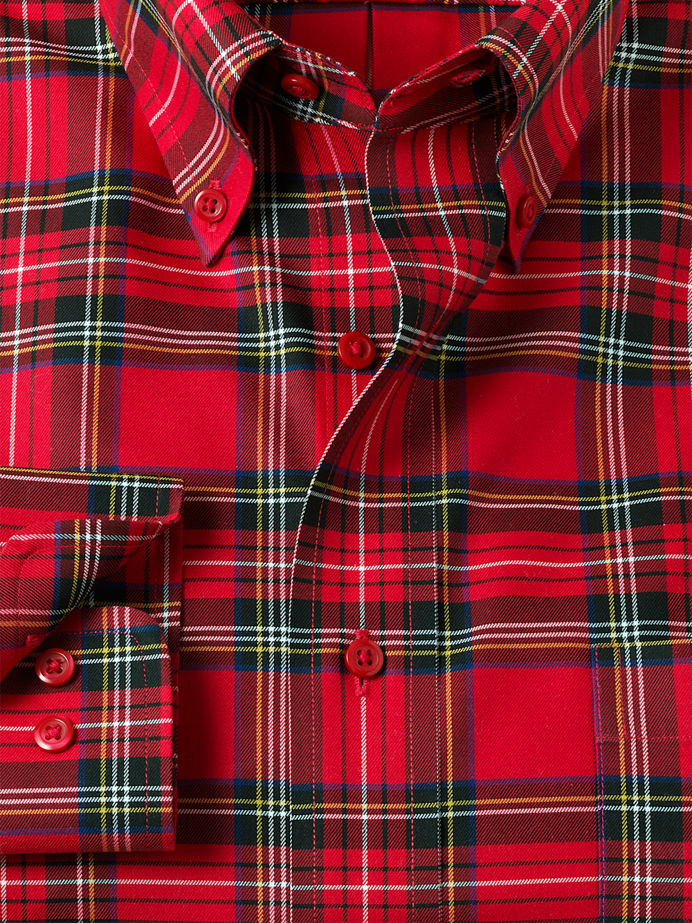 Comfort Stretch Non-Iron Plaid Dress Shirt - Red Slim Fit / 17 / 33 Comfort Stretch Non-Iron Plaid Dress Shirt - Red Slim Fit / 17 / 33