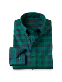Comfort Stretch Non-Iron Plaid Dress Shirt - Navy/green