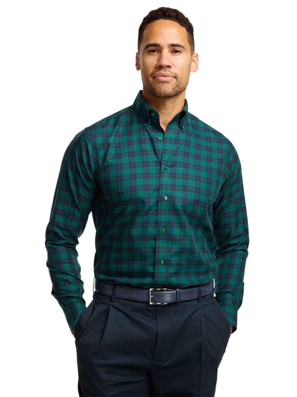 Alternate Image of Comfort Stretch Non-iron Plaid Dress Shirt-1