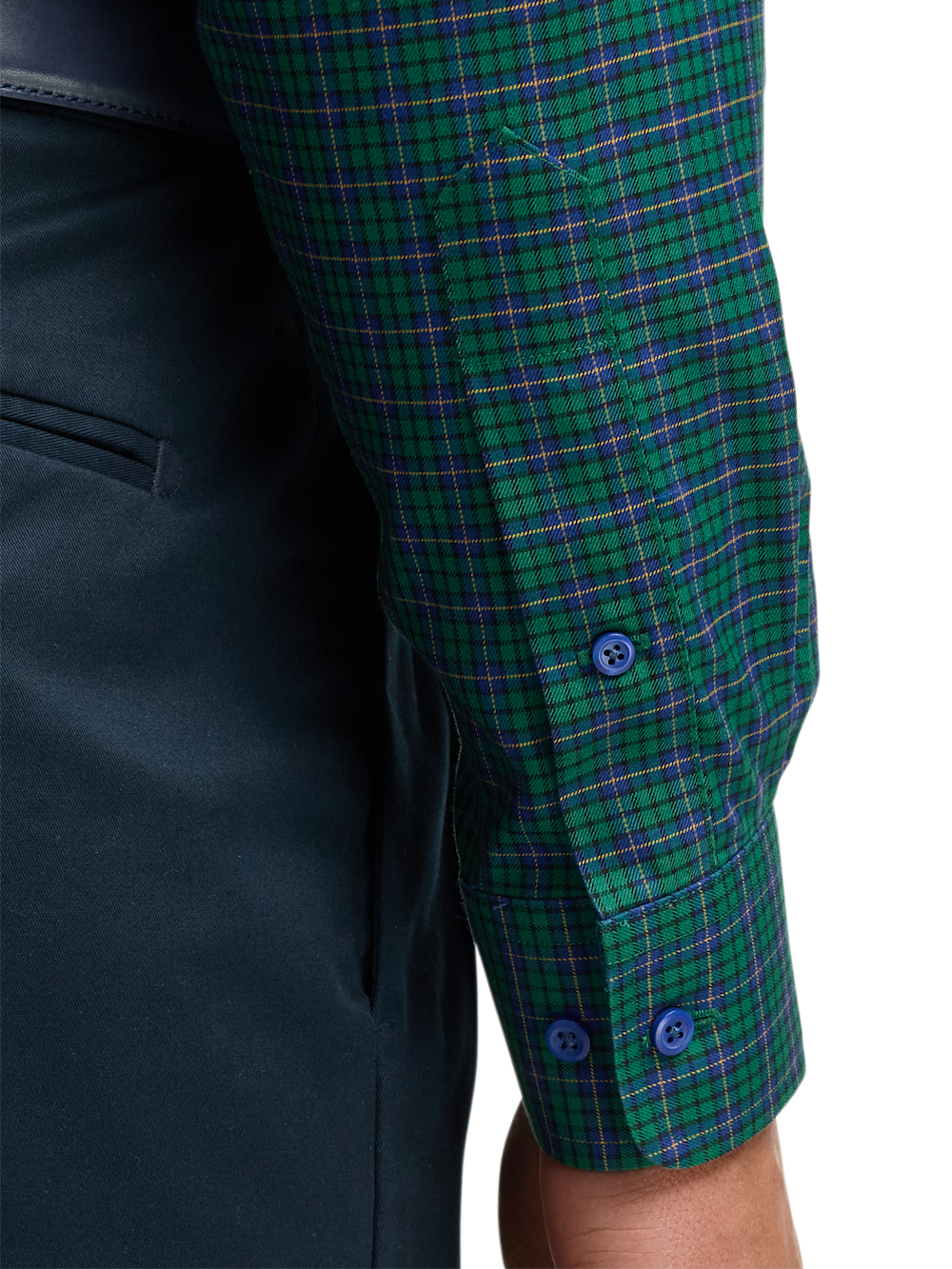 Alternate Image of Comfort Stretch Non-iron Plaid Dress Shirt With Contrast Trim-3