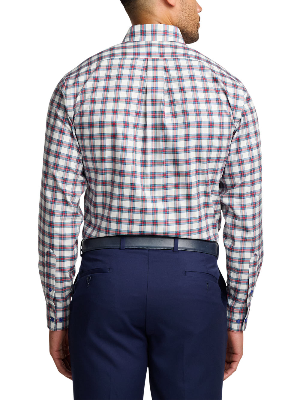 Alternate Image of Comfort Stretch Non-iron Plaid Dress Shirt With Contrast Trim-4