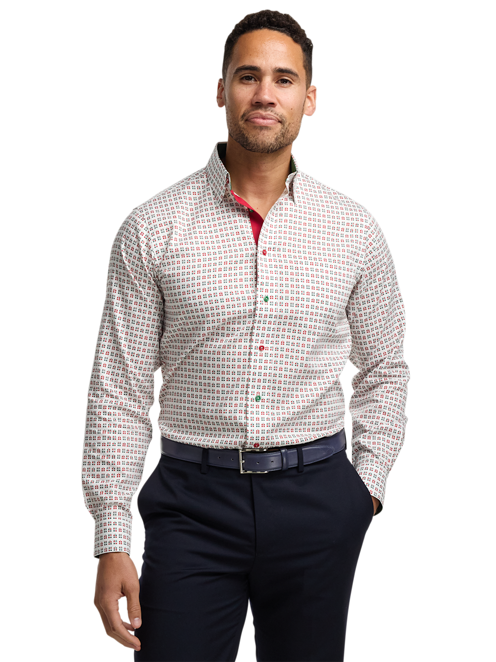 Alternate Image of Comfort Stretch Non-iron Novelty Dress Shirt With Contrast Trim-1
