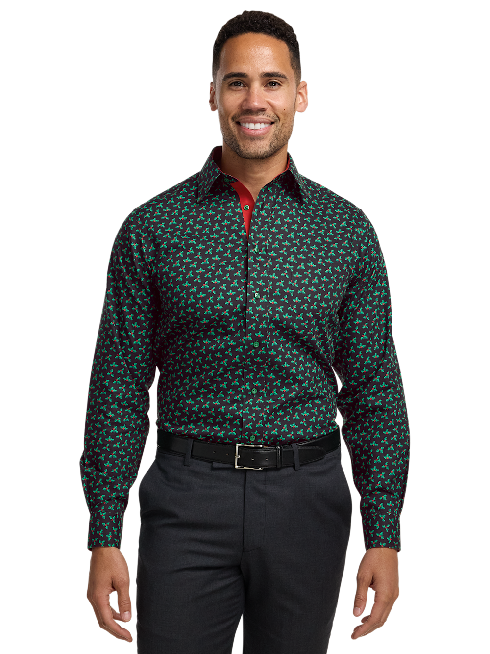 Alternate Image of Comfort Stretch Non-iron Novelty Dress Shirt With Contrast Trim-1