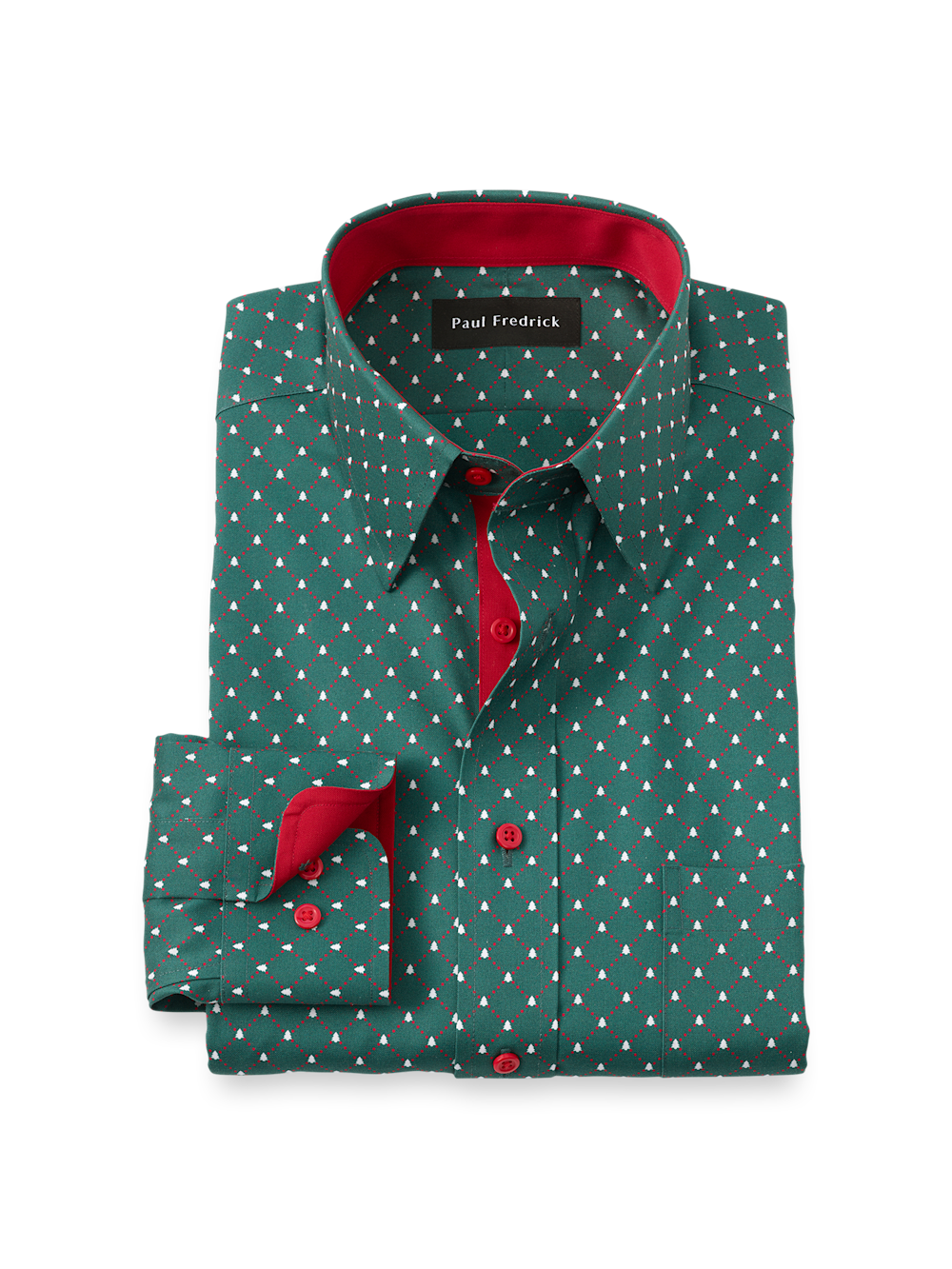 Product Image of Comfort Stretch Non-iron Novelty Dress Shirt With Contrast Trim-Green