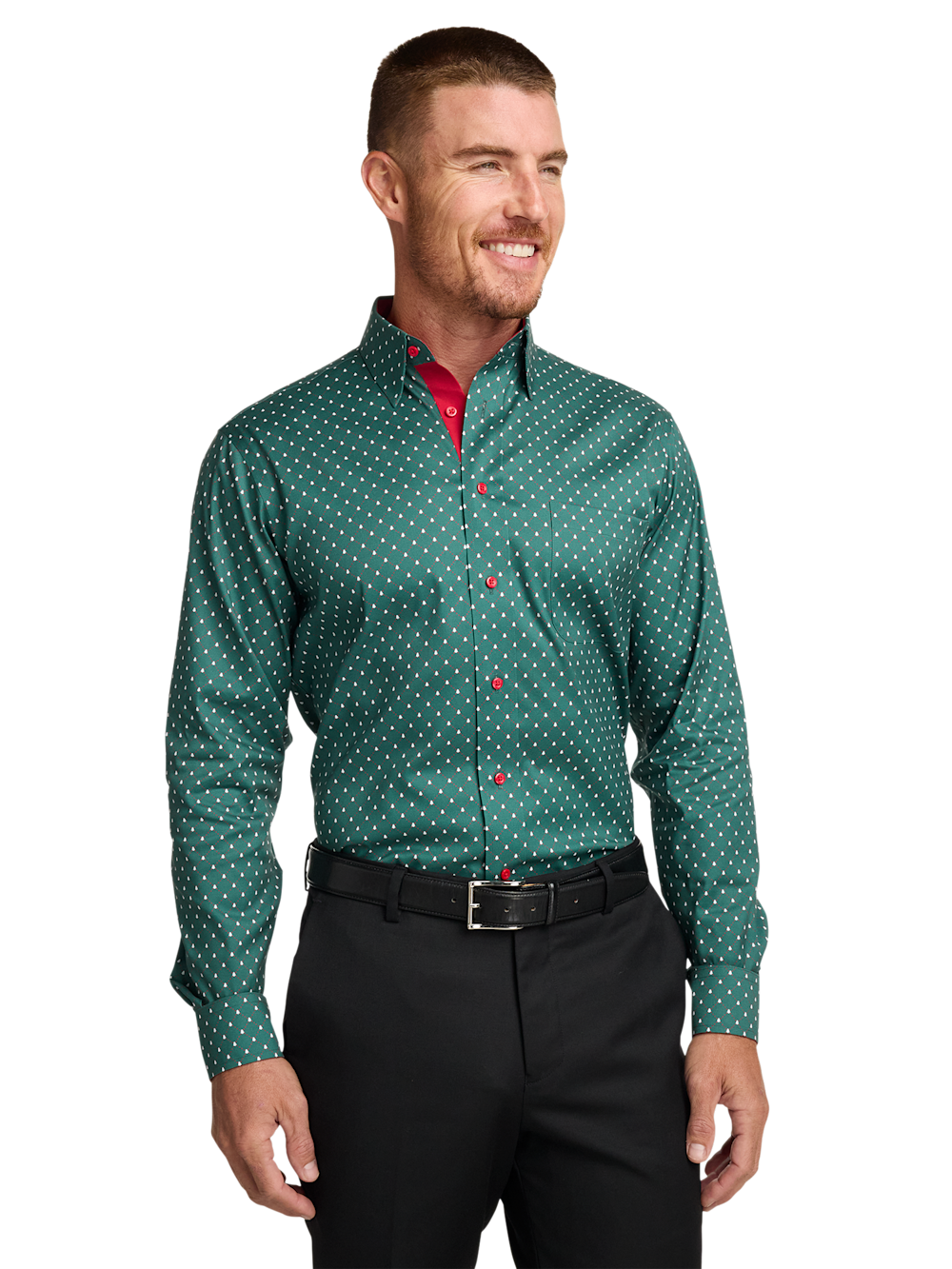 Alternate Image of Comfort Stretch Non-iron Novelty Dress Shirt With Contrast Trim-1