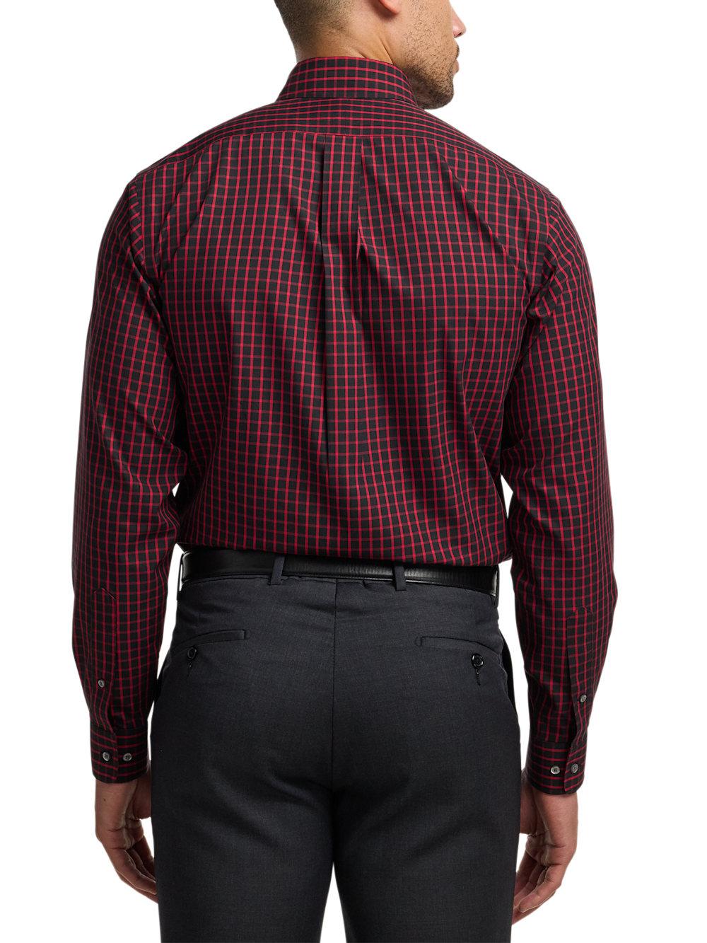 Alternate Image of Comfort Stretch Non-iron Check Dress Shirt With Contrast Trim-4