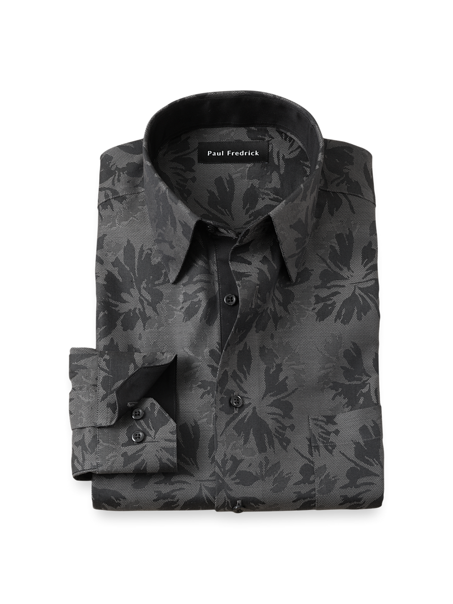 Comfort Stretch Non-Iron Botanical Dress Shirt With Contrast Trim