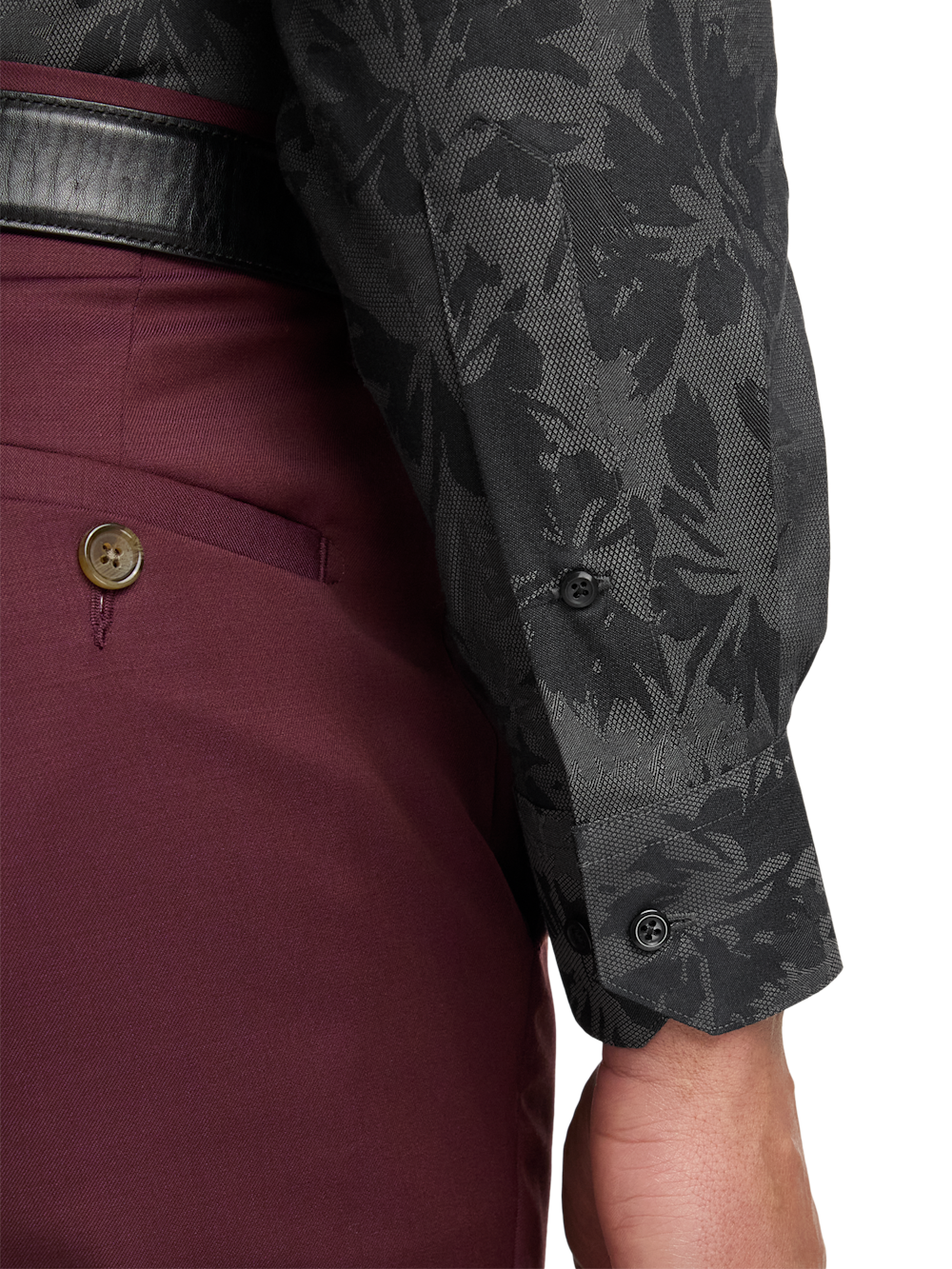 Alternate Image of Comfort Stretch Non-iron Botanical Dress Shirt With Contrast Trim-3