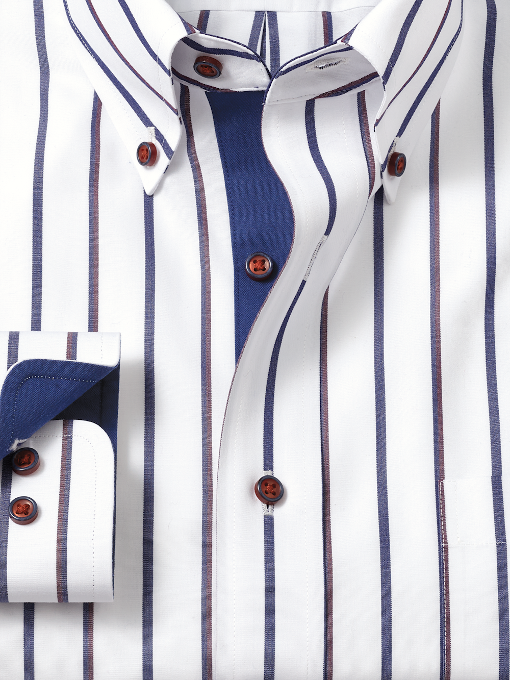 Alternate Image of Comfort Stretch Non-iron Stripe Dress Shirt With Contrast Trim-5
