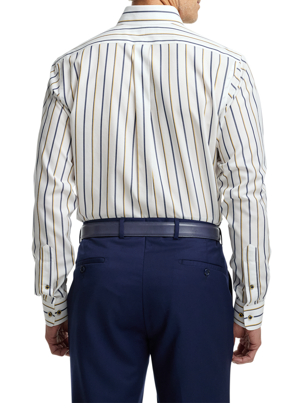 Alternate Image of Comfort Stretch Non-iron Stripe Dress Shirt With Contrast Trim-4
