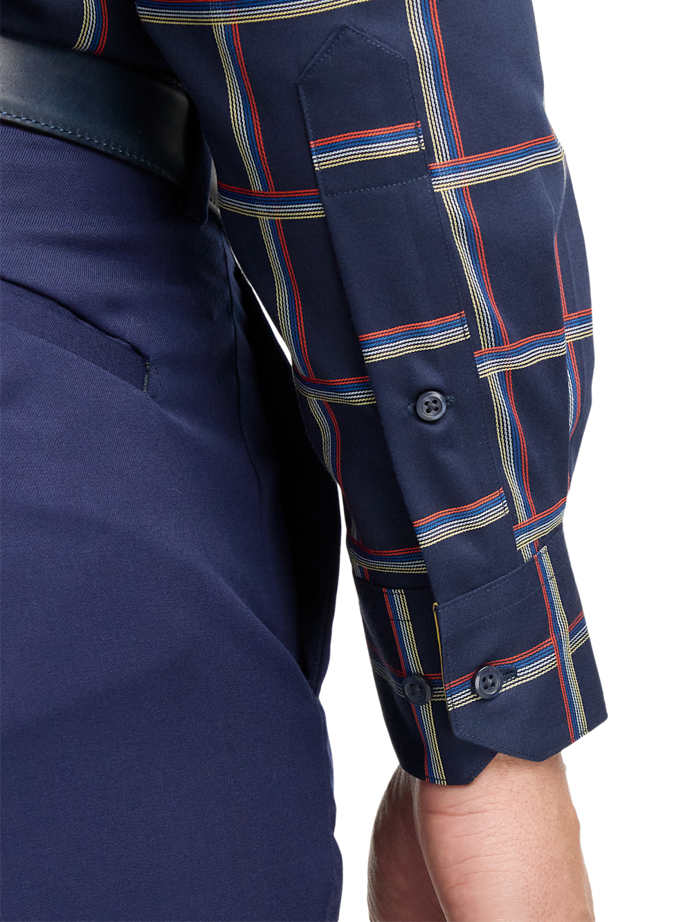 Alternate Image of Comfort Stretch Non-iron Check Dress Shirt With Contrast Trim-3