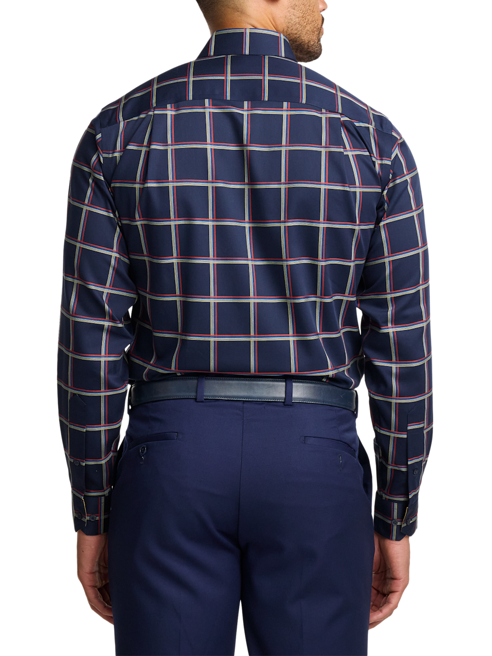 Alternate Image of Comfort Stretch Non-iron Check Dress Shirt With Contrast Trim-4