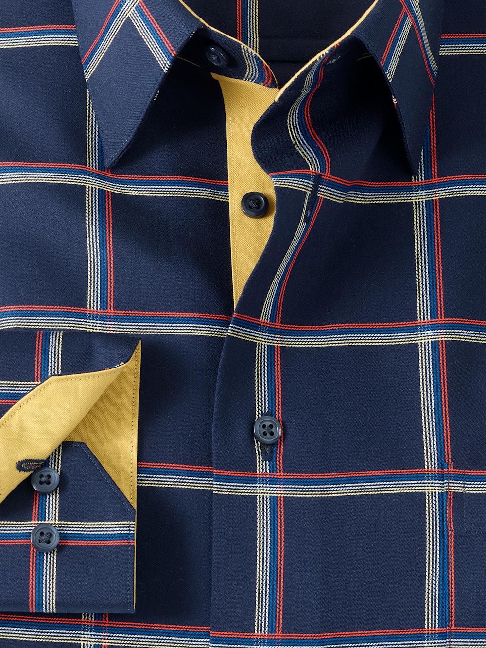 Alternate Image of Comfort Stretch Non-iron Check Dress Shirt With Contrast Trim-5