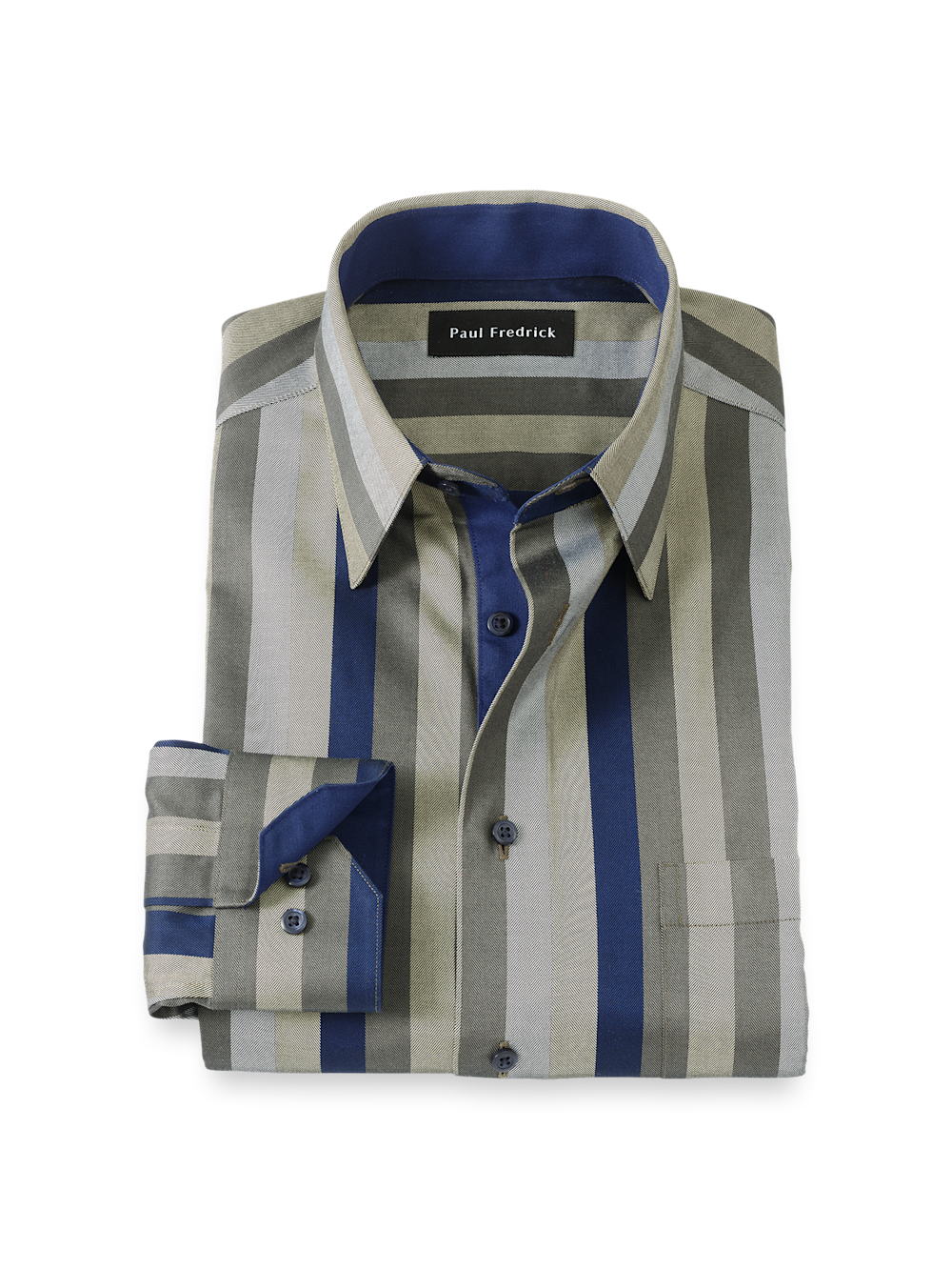 Product Image of Comfort Stretch Non-iron Stripe Dress Shirt With Contrast Trim-1