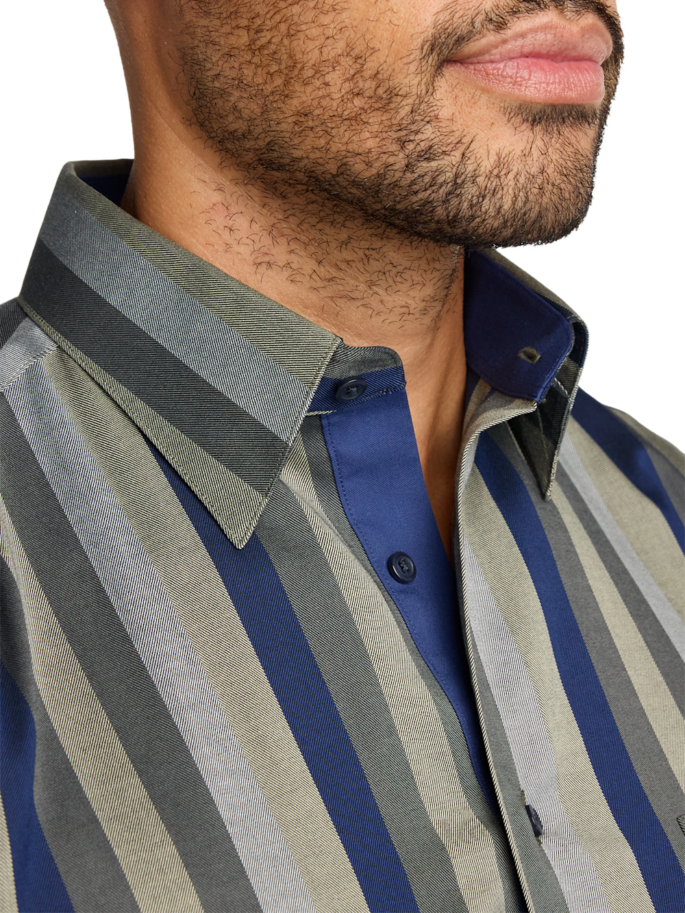Alternate Image of Comfort Stretch Non-iron Stripe Dress Shirt With Contrast Trim-2