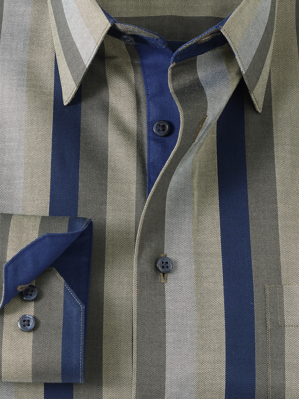 Alternate Image of Comfort Stretch Non-iron Stripe Dress Shirt With Contrast Trim-5