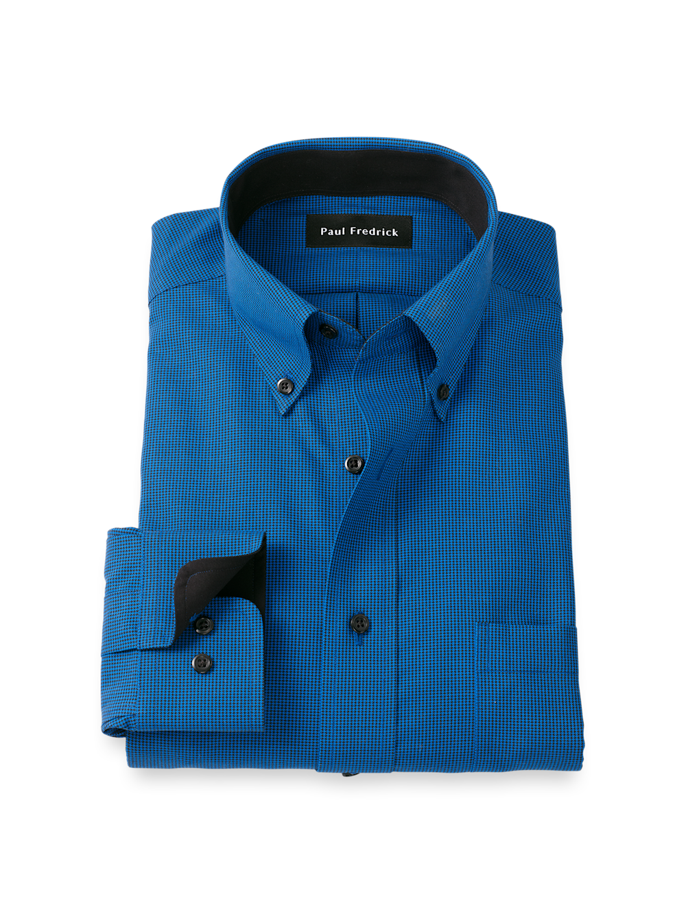 Product Image of Non-iron Cotton Check Dress Shirt With Contrast Trim-Black/Blue