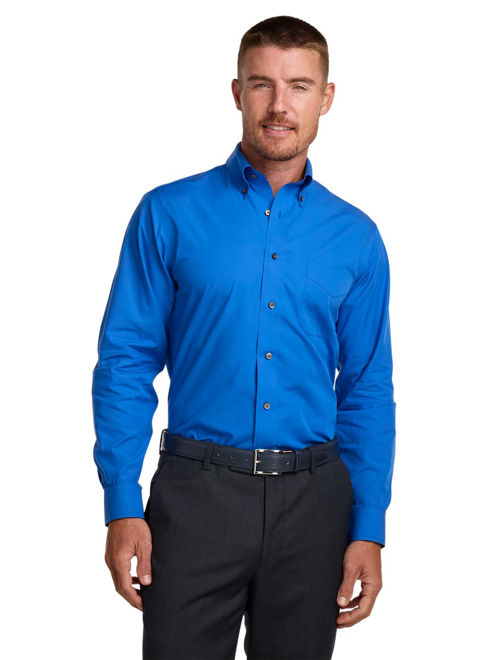 Alternate Image of Non-iron Cotton Solid Dress Shirt With Contrast Trim-1