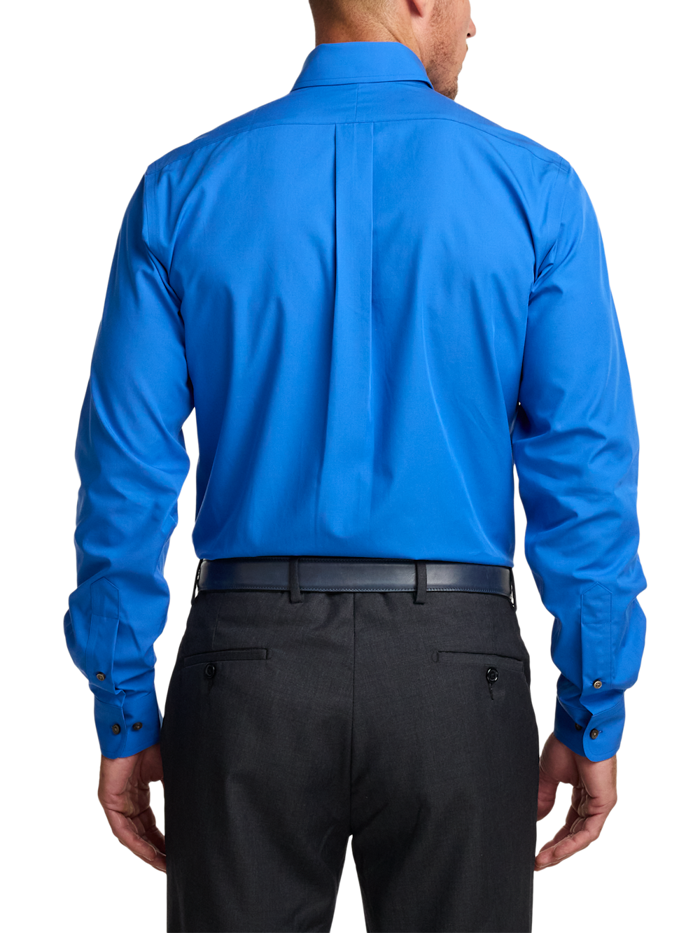 Non-Iron Cotton Solid Dress Shirt With Contrast Trim - Cobalt Classic Fit / 22 / 37 Non-Iron Cotton Solid Dress Shirt With Contrast Trim - Cobalt Classic Fit / 22 / 37